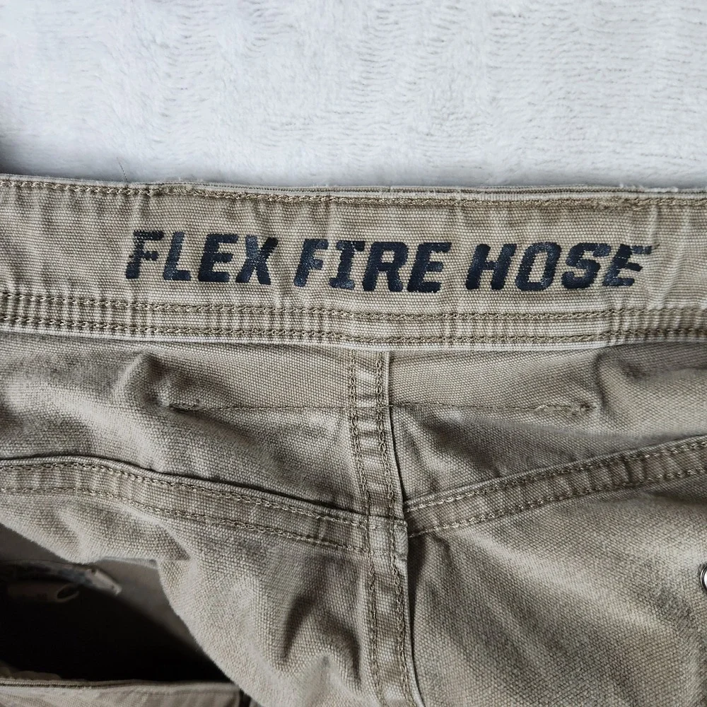 Duluth Trading Co Flex‎ Fire Hose Work Pants Men's 44x30 Khaki Canvas Utility